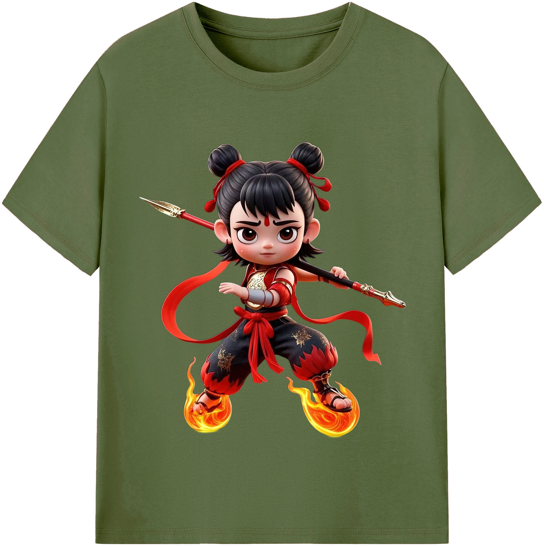 （画像用） Ne Zha 2 ナタ 魔童の大暴れ 綿100％半袖Tシャツ（フロントプリント）